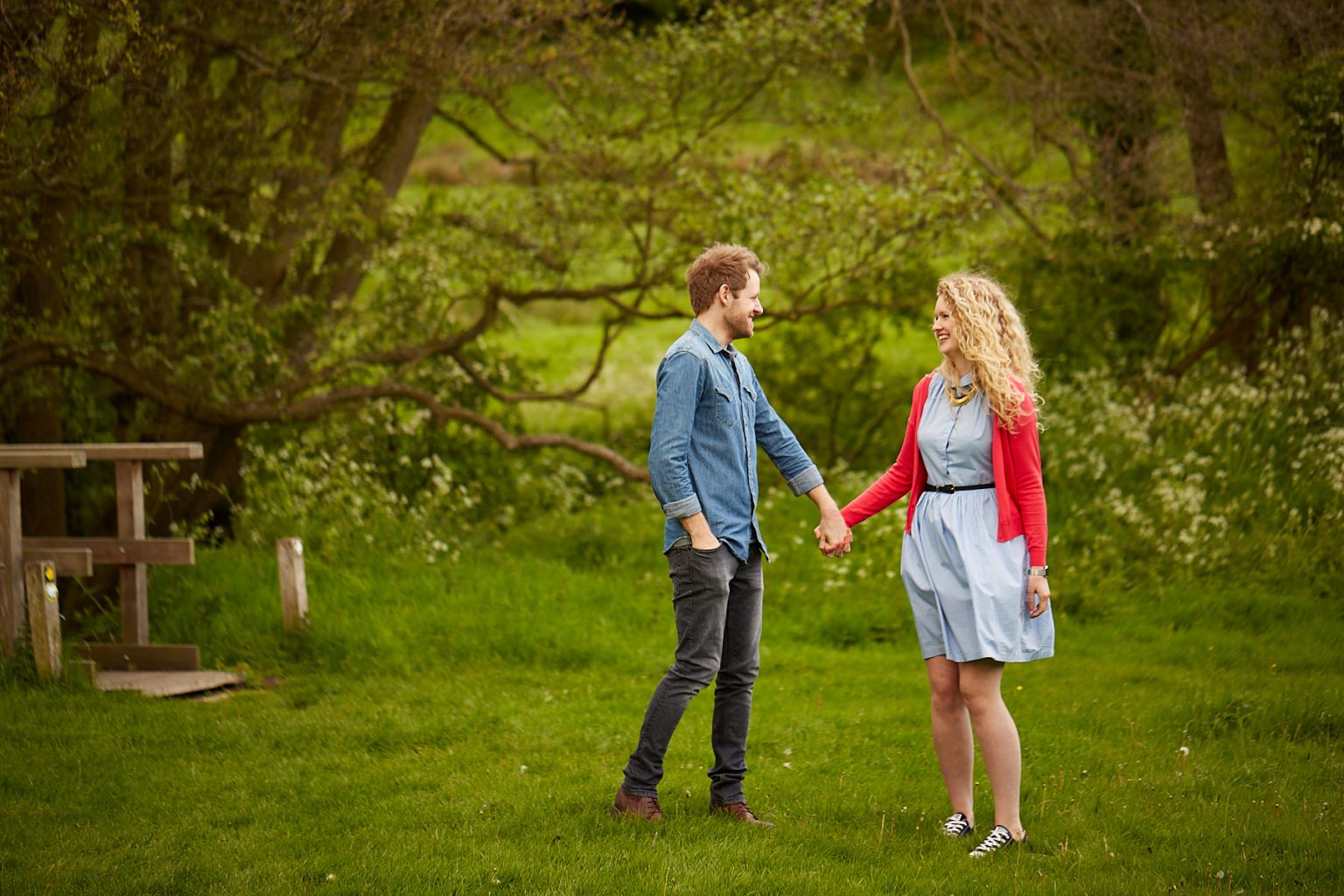 a couple enjoy the outdoors on their couples session in Lincolnshire
