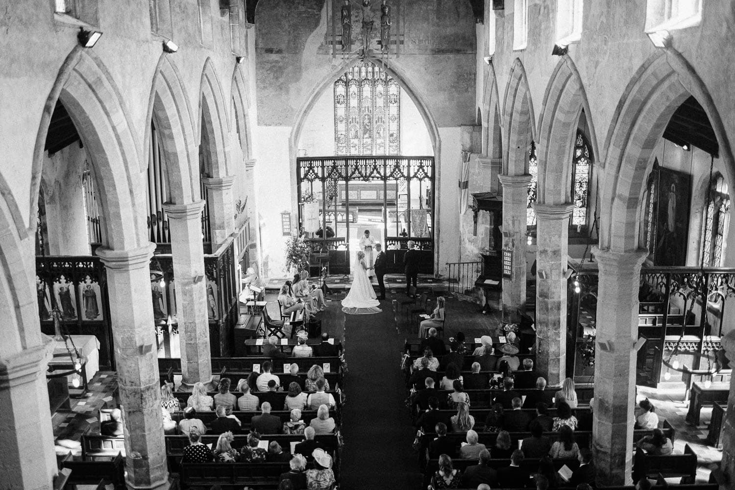 A couple exchange vows in a Lincolnshire church